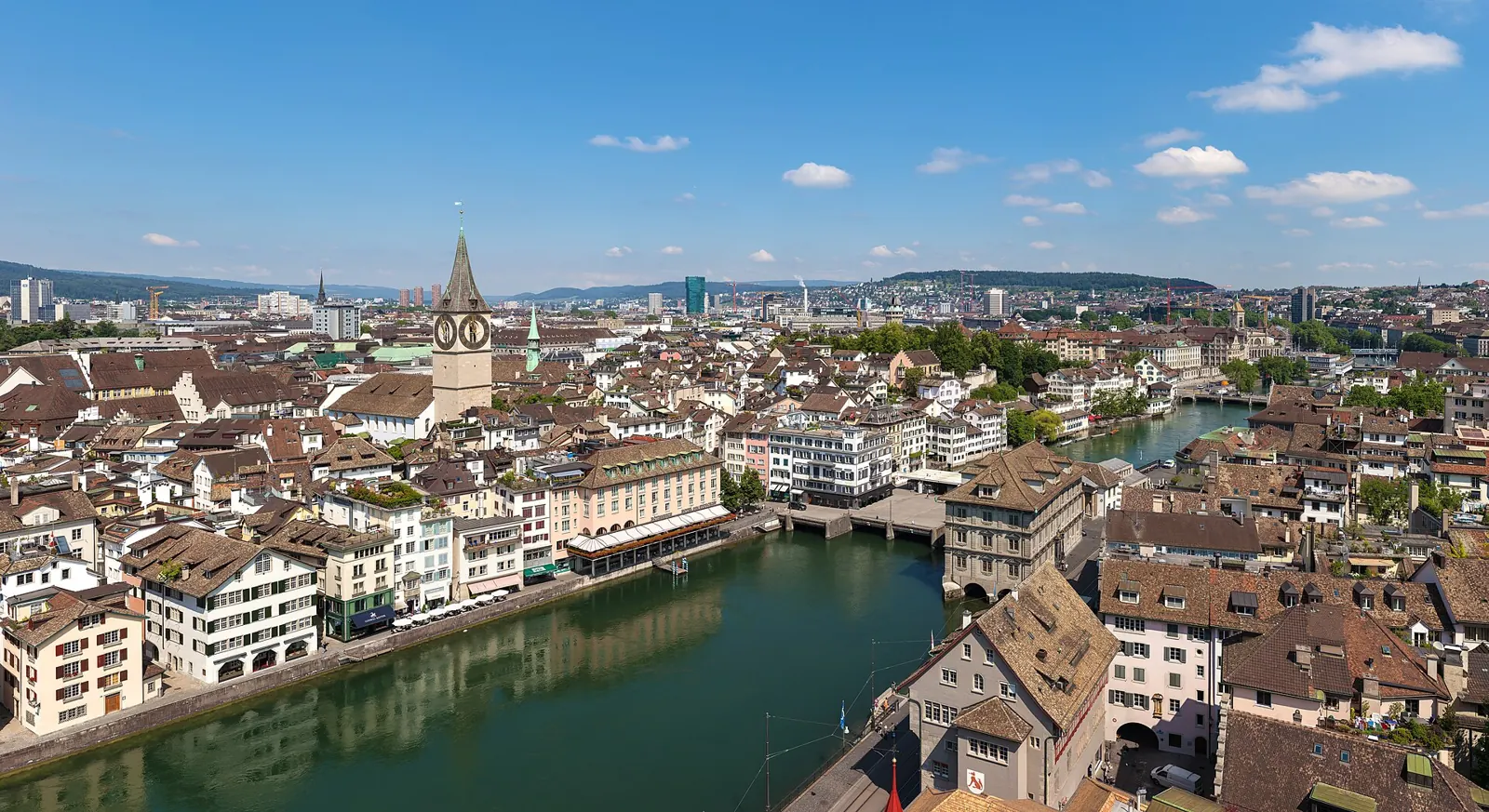 Zurich old town along the Limmat river