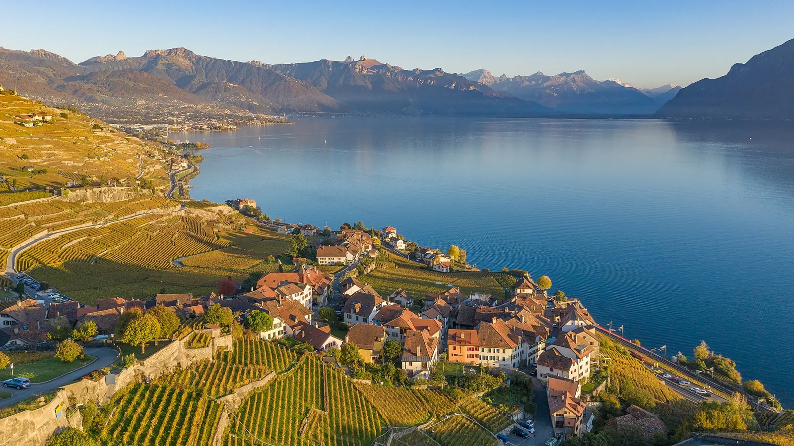 Lavaux vineyard terraces above Lake Geneva